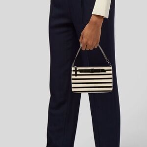 Kate Spade Lolly Chelsea Park Patent Stripe Leather Wristlet Black & Cream